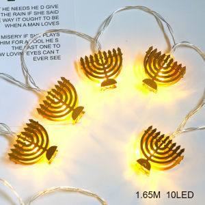 1.65M 10Led Golden Blue Nine Candlesticks Hexagram String Night Lights Ornament Hanukkah Celebration Party Decoration Supplies