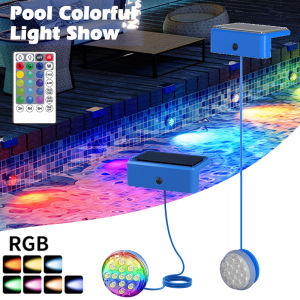 Solar RGB Swimming Pool Underwater Lights IP68 Waterproof Lighting  Remote Control Brightness Levels Timer for Pond Pool Lights