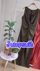 S22494  Jumpsuit จั้มแขนกุด แต่งบิดเอว