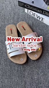 Sandal Wanita Slop Slide Manohara Non Slip Sendal Kulit Wanita Flat Teplek Anti Licin Selop