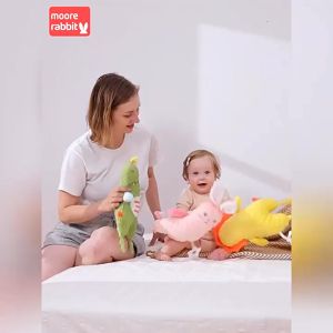 SKISOPGO ตุ๊กตาผ้ากอดพร้อมยางกัด ดอทนิ่มขนนุ่ม ตุ๊กตากระต่าย ทารกนอนกอดหมอน เสริมพัฒนาการเด็ก