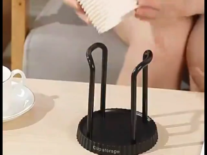 1 PC Plastic Desktop Disposable Cup Storage Rack Home Office Inverted Stacking Cup Sorting Rack Simple Cups Shelf