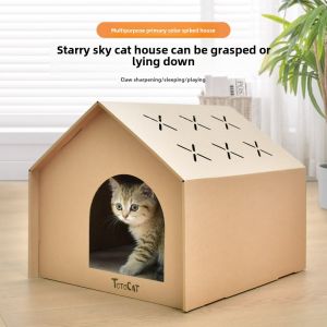 Deku Cat Scratch Board Integrated Cat Nest House Corrugated Paper Abrasion Resistant Scratch-Resistant Carton Avoiding Cat House Grinding Claw Handy Gadget Toy