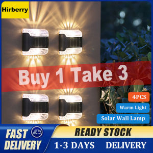 【Malay Stock】Hiberry 4PCS LED Outdoor Solar Lights Waterproof Garden Decoration Christmas Lights Solar Wall Lamp for Courtyard Balcony Fence Street Solar Spotlight Smart Light lampu solar luar rumah automatik
