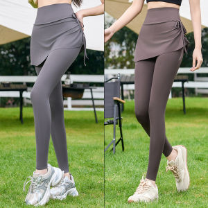 miiow | High Waist Ice Silk Sharkskin Yoga Pants Womens Summer New Style Sports Bottom Skirt Pants Outdoor Wear Casual Long Trousers
