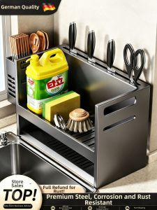 B&W | Stainless Steel Sink-Side Rack Knife Storage Drying