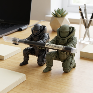 (8.5*8cm) 3D Printed Tactical Pen Holder Cool Desktop Organizer Soldier Statue Creative Military Gift Office Stationery Stand