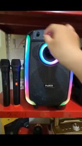Speaker Portebel Fleco F-8208C LED Bluetooth 85 Inch ( Gratis 2 Mic Wireless + Remote ) Speaker Karaoke Full Bass ~ Noah Online Store