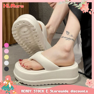 รองเท้าแตะส้นตึกแฟชั่นหนา7ซม. สำหรับผู้หญิงรองเท้าแตะชายหาดแบบหนีบปลายเท้ารองเท้าเสริมส้นหนาไม่ลื่นสำหรับผู้หญิงใส่กลางแจ้ง