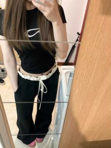 Quần Dài Thường Ngày Bằng Lụa Băng Dài Cạp Cao Cho Nữ Quần Ống Rộng Dài Đến Sàn Quần Đi Bộ Thoải Mái Quần Dài Cho Nữ