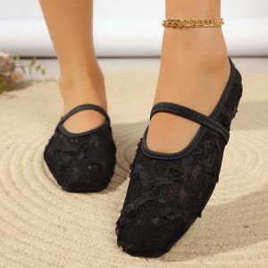 Giày Cao Gót Nữ Mùa Hè Kiểu Mary Janes Đế Thấp Thoải Mái Mũi Vuông Chất Liệu Microfiber Kiểu Dáng Gợi Cảm Dễ Mang Chi Tiết Hoa Trang Nhã