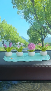 【Mini Flower Pot & Little Frog Decor】Child-Safe Car Decor | Premium ABS Resin | Non-Toxic