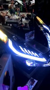 Lampu Projector Biled Turbo SE 2.5 Inch Shroud BMW+Demon RHD/FLAT 100W Led Blue Lens RGB