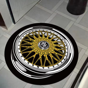 VIKAMA American Trend Wheel Flannel Carpet Living Room Study Carpet Non-slip Wear-resistant Anti-static Carpet Home Decoration