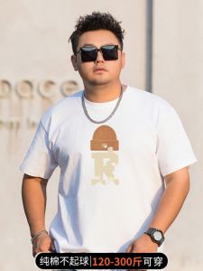 เสื้อยืดแขนสั้นผู้ชายคอตตอนแท้หลวมๆ สำหรับฤดูร้อน ไซส์ใหญ่ ทรงหลวม แขนสั้น ระบายอากาศได้ดี ไม่ต้องรีด ใส่สบาย