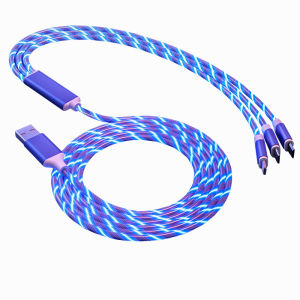 One Drag Three USB-C Data Cable Super Fast Charging Compatible with Android Type-C Phones Glowing Run Light Function