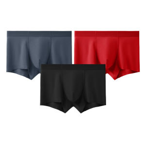 High-End Mens Underwear Seamless Modal Graphene Antibacterial Soft Big Red plus Size Pink Comfortable Sport Style mid Waist Boxer Briefs