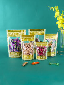 Print Color Doypack Self-Sealing Window Size Dried Fruit Snacks Dry Goods Herbal Tea Leaves Packing Bags 100