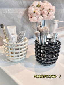 Modern Minimalist Ceramic Makeup Brush Storage Tube Luxury High Aesthetic Lipstick Eyebrow Pencil Comb Desktop Organizer Box