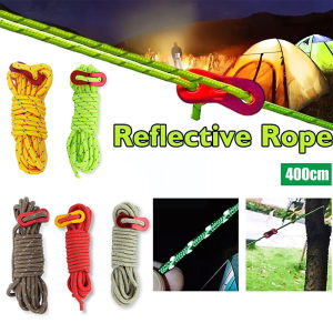 5PCS Reflective Tent Ropes 4M High Strength 4mm Length Wind Rope with Buckle Outdoor Camping Windproof Accessories