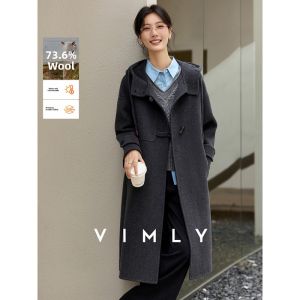 Vimly | Hooded Double-sided Warm Wool Coat Gray
