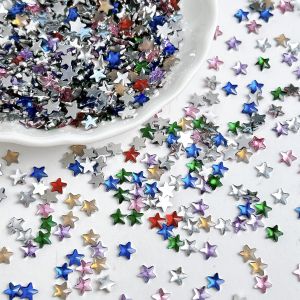 60PCS มินิมอลลิสต์มินิสีสันรูปดาวห้าแฉกเรซิ่นเล็บชาร์ม 3D โปร่งแสงสตาร์เล็บตกแต่ง DIY แต่งเล็บงานฝีมือ