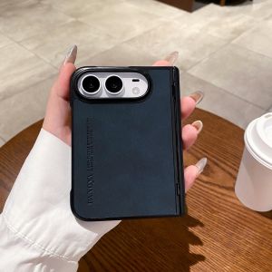 Luxury Business Vegan Leather Sheepskin Phone Case for IPhone Duo Fold Matte TPU Hard Shell  Shockproof Full Protective Cover