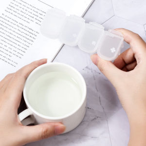 Single Detachable Portable Small Size Mini One Day Pill Box Carry-on Morning Middle and Night 4 Grid Travel Medicine Storage Box