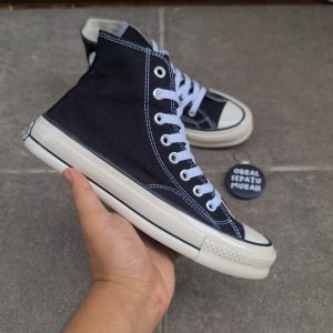 OBRAL SEPATU SNEAKERS CONVERSEEE 70S HIGH BLACK WHITE GLOSSY IMPORT QUALITY 36-43 SEPATU HITAM PUTIH SEKOLAH KERJA KANVAS 100%