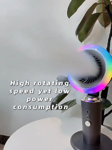 3-IN-1 Table Fan 8000mAh Battery Rechargeable 100-Speed Strong Wind with 10 Colors RGB Light 90° Oscillating Turbo Fans for Desktop/Office/Bedroom
