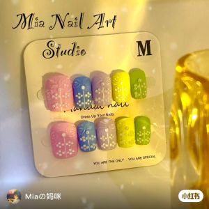 A037 SIZE M 🇲🇾 Ready Stock Handmade Nail Art Reuseable 10pcs/set Nail Tips free 5pcs Manicures Tools 现货手工穿戴甲可重复使用 10 件/套美甲贴片免费 5 件美甲工具