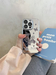 Butterfly Strap Mirror Phone Case Full Cover Womens Style Compatible with Apple 16Promax iPhone 15Pro Hanging Chain 14 Bracelet 13 Protective Case Max Anti-Fall High-End Feeling