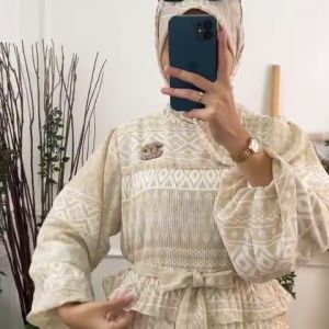 Daripuspitaid: Gamis Dress Ceruty Premium Motif Mewah Full Furing Kancing Depan Set Hijab Pashmina Free Belt Gesper Mutiara/Seragam Lebaran Couple Terbaru 2024/Setelan Gamis Abaya Syari Set Hijab Khimar / Grosir Gamis Termurah Premium/