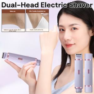 Dual-Head Electric Shaver Mini Epilator Rechargeable Bikini Trimmer Portable Hair Shaver Women Body Facial Hair Remover