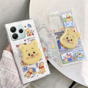 Ins Casing Redmi Note 14 Pro+ Note14 Pro 13 Pro + Plus 5G 4G New Trend Creative Fashion Pooh Bear Spongebob Anti-fall Shockproof Phone Case with Bracket and Bracelet 2025
