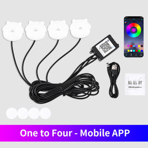 KEVANLY | 4 in 1 Colorful Car Footwell Lamp LED Car Interior Ambient Foot Light Mobile APP Control Auto Decorative Atmosphere Neon Lamp