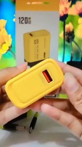 Charger Universal For Android P-43 GAN 120W Super Fast Charging Adapter Suit Batok+Kabel USB Charge Hijau Kuning pengisian cepat