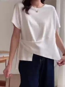 Women's Summer Loose Slim Fit Tops & Fashion Irregular Straps T-shirts