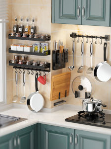 ตู้เก็บของในครัวแบบติดผนังทำจากเหล็กไมโครเวฟ สแตนเลส ไม่ต้องเจาะรู ตู้เก็บของแบบแขวน ชั้นวางของในครัว