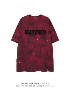 เสื้อยืดแขนสั้นลายการ์ตูนสำหรับผู้ชาย ทรงหลวม คอกลม ลายตัวอักษร ฤดูร้อน สไตล์อเมริกันย้อนยุค แฟชั่นลำลอง