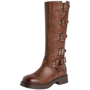 Josiny | Beautiful Slimming Summer Western Cowboy Boots Brown Thick Bottom