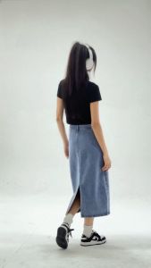 Rok Jeans Wanita Panjang / Rok Denim Wanita / Rok Span Theana / Skirt High Waist / Rok Denim Jumbo Size Retro Korean Fashion