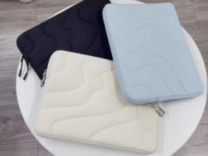 Memory Foam Puffy Laptop Sleeve for 14 Inch MacBook Pro M5 M4 M3 M2 M1 Quilted Soft Padded Notebook Case for Men Women