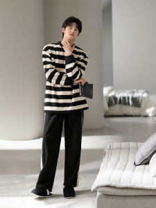 JIALEFEN | Mens Winter Coral Fleece Pajamas
