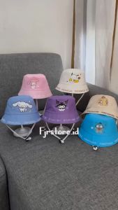 Topi Bucket Hat Anak Laki-Laki Perempuan Motif Sablon Kuromi Melody Cinnamoroll Usia 1 - 9 Tahun