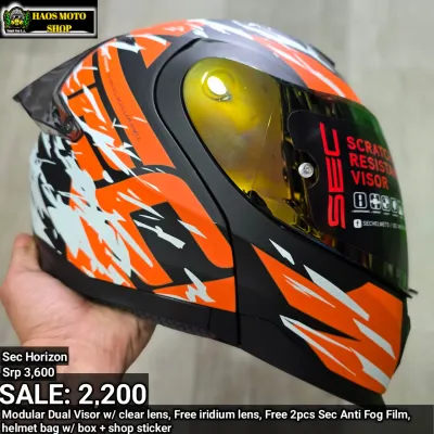 Sec Horizon Modular Dual Visor Helmet Full Face Open Face
