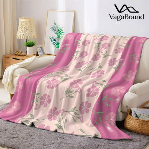 Pink Striped Floral Flannel Blanket Warm Soft Halloween Christmas Decorative Couch Warm Cozy All-Season Gift