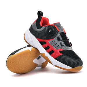 Childrens Badminton Shoes Anti-slip Wear-resistant Training Shoes Carbon Plate Shock Absorption Sports Shoes Rotation Buckle