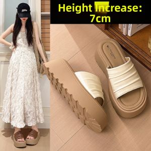 DINGMUYI | 7CM Thick Sole Womens Summer Flip Flops