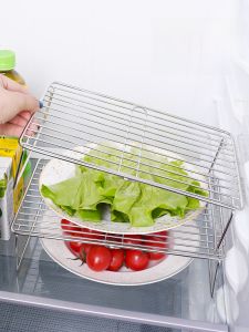 Stainless Steel Kitchen Storage Rack Multi-layer Partition Shelf Leftovers Separation Rack Creative Style Home Use Shelf